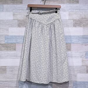 Corey Lynn Calter Yoke Belted Midi Skirt White Black Dot Anthropologie Womens XS